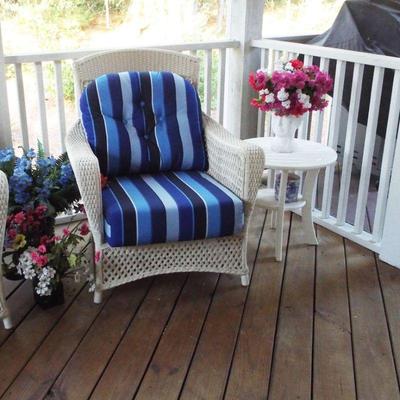 Sale Photo Thumbnail #47: OUTDOOR WICKER ARM CHAIR W/ CUSHIONS