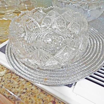 CUT GLASS LARGE FRUIT BOWL
