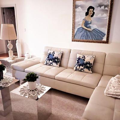 W. SCHILLIG PRIMANTI LEATHER SECTIONAL SOFA W/ CHROME ACCENTS DESIGNED BY JAN ARMGARDT