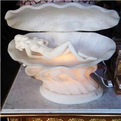 CARVED ALABASTER BIRTH OF VENUS (BOTTICELLI) SCULPTURE LAMP UMBERTIO STIACCINI