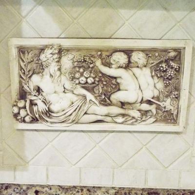 ROMAN PUTTI AND GOD PLASTER PLAQUE