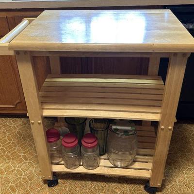Kitchen Cart on Rollers with Towel Bar