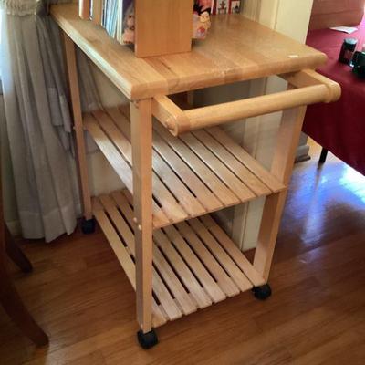 Kitchen Cart on Rollers with Towel Bar