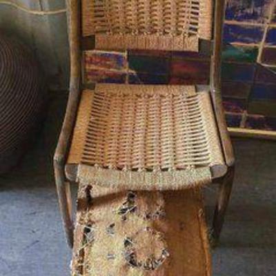 #3212 • Wooden Chair and Footstool
