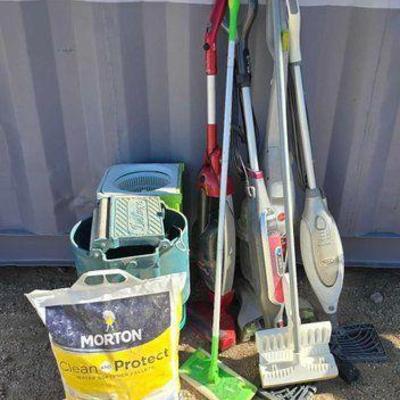 #2010 • Bissell Vacuum 2 Shark Steamers Hoover Vacuum Mop Buckets and Morton Softner Pellets

