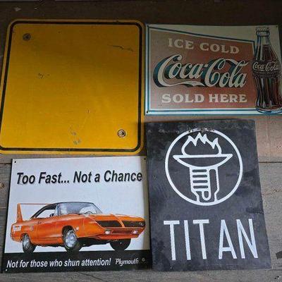 #3346 • (3) Metal Signs and (1) Plastic Sign

