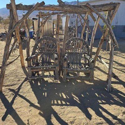 #2176 • Driftwood Double Swing Set
