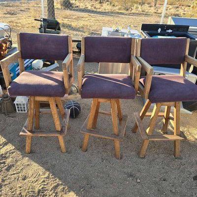#2128 • (3) Wooden Swivel Barstools
