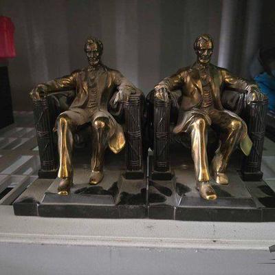 #3252 • (2) Lincoln in Chair Reproduction Statues

