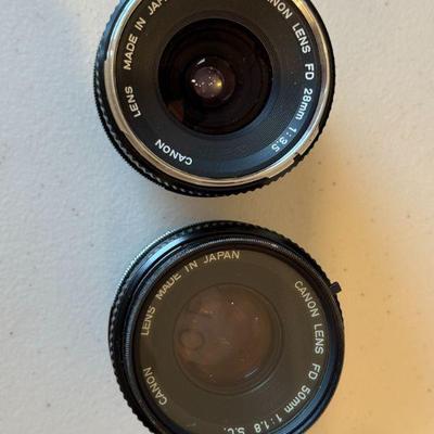 Canon Wide Angle 28mm Lens and 50mm Lens.