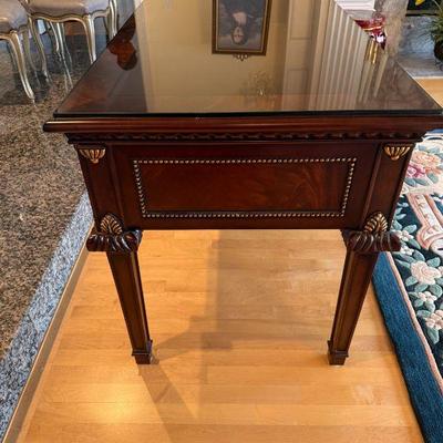 Side view of Mahogany Writing Desk.
