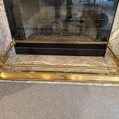 Brass Fireplace Fender (53in L | 15in D | 10in H Rail Guard) 