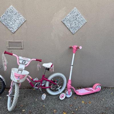 Girls TREK Mystic Bike, Radio Flyer Scooter.