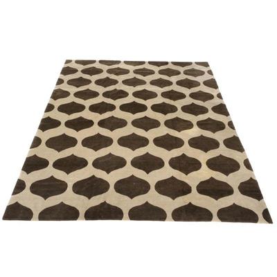 BEIGE & BROWN CONTEMPORARY RUG | Overall pattern of a modern geometric design. - w. 119 x l. 146 in

