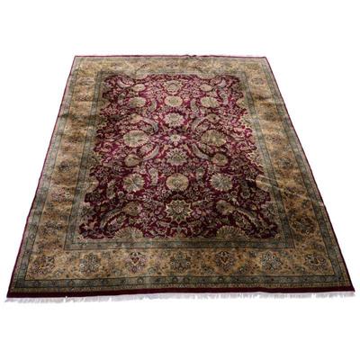INDIAN GARDEN RUG | Carpet having a red pattern within concentric borders. - w. 11-10 x l. 15-5 ft

