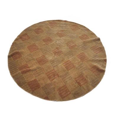 CIRCULAR GEOMETRIC PATTERN RUG | Modern circular rug with square pattern in taupe. - dia. 71 in

