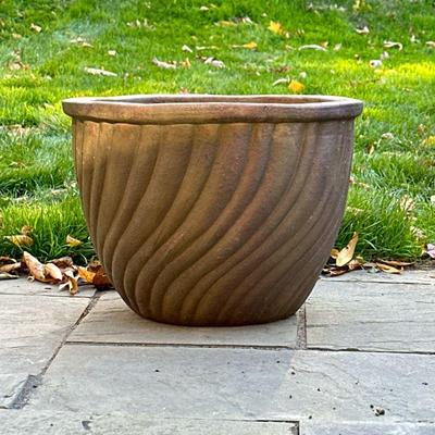 CERAMIC PLANTER | Having swirled texture. - h. 11.5 x dia. 16 in

