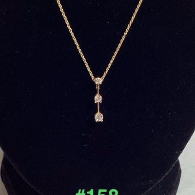 14K Yellow Gold Twisted Rope Chain with Graduated Diamond Bar Pendant