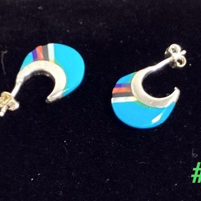 Sterling Silver Southwestern Semi-Hoop Earrings