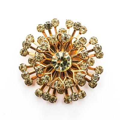 Dimensional Green Crystal Star Burst Brooch