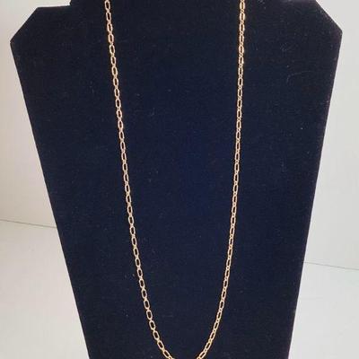 Gold Filled Repeating Pattern Circle-Oval Link Necklace