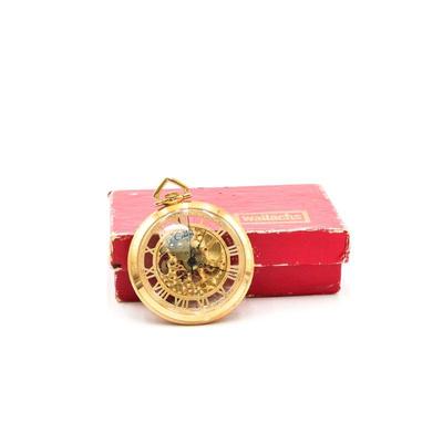 Colibri Swiss Skeleton Gold Plated Pocket Watch