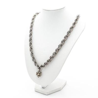 Chunky Rope Chain Necklace With Cross Pendant