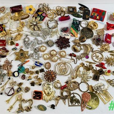Large (3 lbs) Vintage-to-Now Brooches, Pins, and Miscellaneous Items
