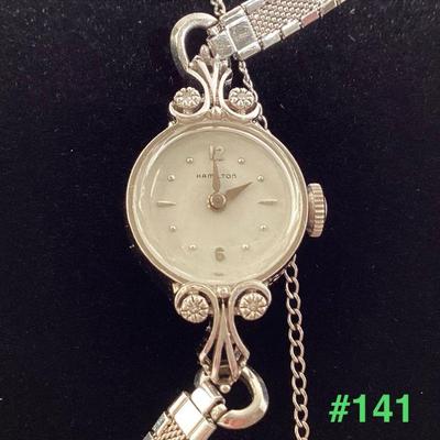 10K White Gold & Diamond Ladies Hamilton Cocktail Ticking Wristwatch