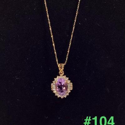 Vermeil Danecraft Twisted Rope Chain with Oval Lavender Gemstone Pendant