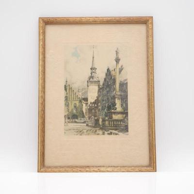 "Munichen" by Rudolph Voit Gothic Etching Framed Print