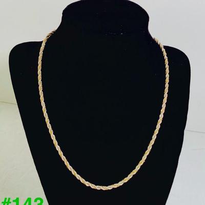 14K Yellow Gold and Sterling Silver Twisted Rope Chain Wrapped Necklace