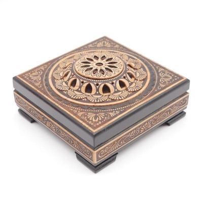 Birch Bark Carved Wood Jewelry Box