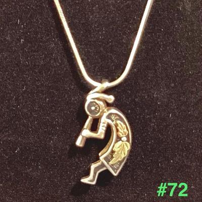 Sale Photo Thumbnail #239: Sterling Silver and 12K Gold Kokopelli Necklace