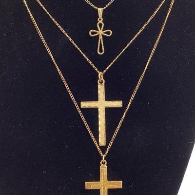 Gold Filled Cross Necklaces (3)