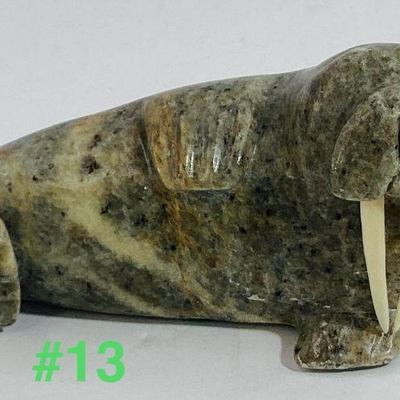Sonny Grant Signed Soapstone Walrus Sculpture