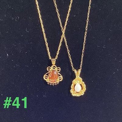 Gold Filled Necklaces with Stone Pendants (2)