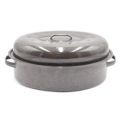 Enamel Self Basting Oval Roasting Lidded Tin