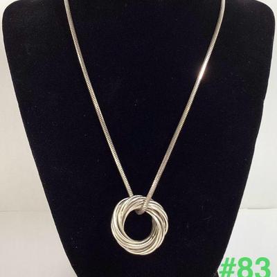 Sterling Silver Necklace with Multi-Ring Pendant