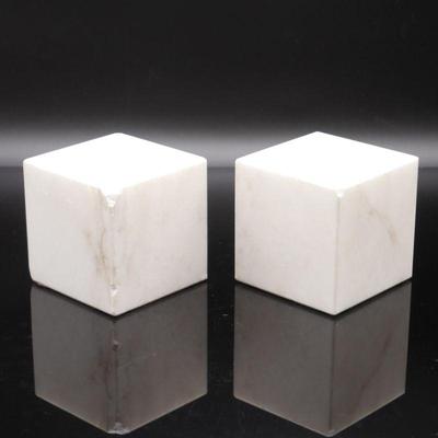 Pair of White Alabaster Cubes