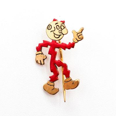 Vintage 1940s Reddy Kilowatt Atomic Red & Gold Promotional Stick Pin