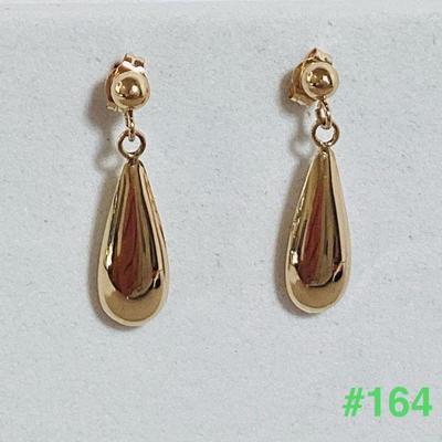 14K Yellow Gold Waterdrop Dangle Earrings