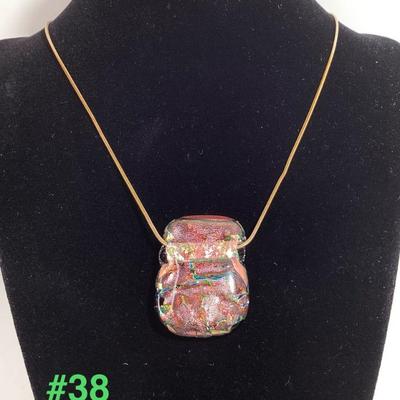Gold Filled Art Glass Necklace