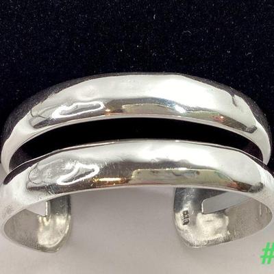 Sterling Silver Hammered Thick Cuff Bracelet