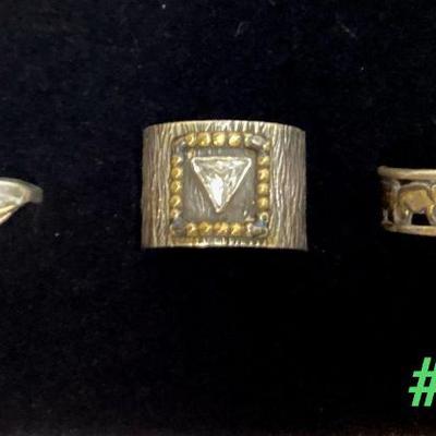 Sterling Silver Rustic Looking Vintage Rings (3)