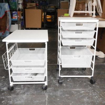 Pair of Modern Wire Mesh Drawer Office Furniture on Casters