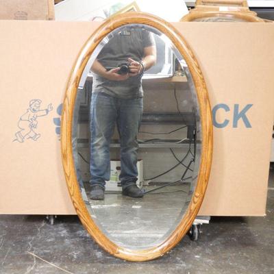 Sale Photo Thumbnail #56: Wood Framed Beveled Oval Wall Mirror