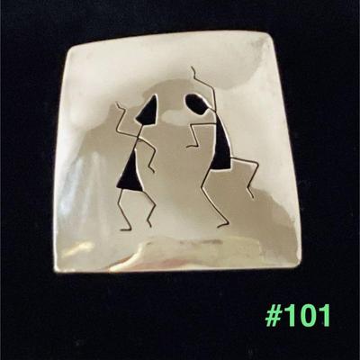 Sterling Silver Jo Stafinbil Kokopelli Vintage Brooch