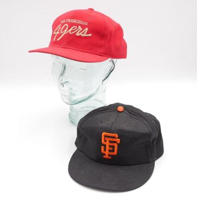 Pair of San Francisco 49ers and Giants One-Size-Fits-All Baseball Caps
