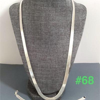 Sterling Silver Herringbone Necklace and Bracelet